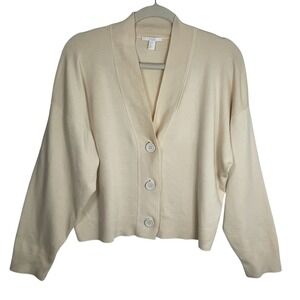 COS XS Oversized Ivory Cream Knit Button Cardigan Wool Blend Minimalist